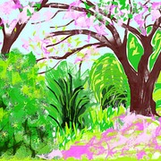 Arisebbbpink_tree_by_the_lake_3pink_tree_by_the_lake_3_card