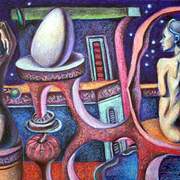 Under_the_sign_of_the_bigining_50x32cm_oil_pastel_on_colour_cardboard_card