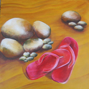 Red_jandals__acrylic_on_canvas__30x30mm__150