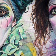 2007__clowns__oil_pastels___the_shock_of_colour__card