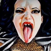 2008__clowns__oil_pastels___ringmistress_driven_to_insanity__card