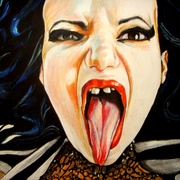 2008__clowns__oil_pastels___ringmistress_driven_to_insanity___detail_2_card