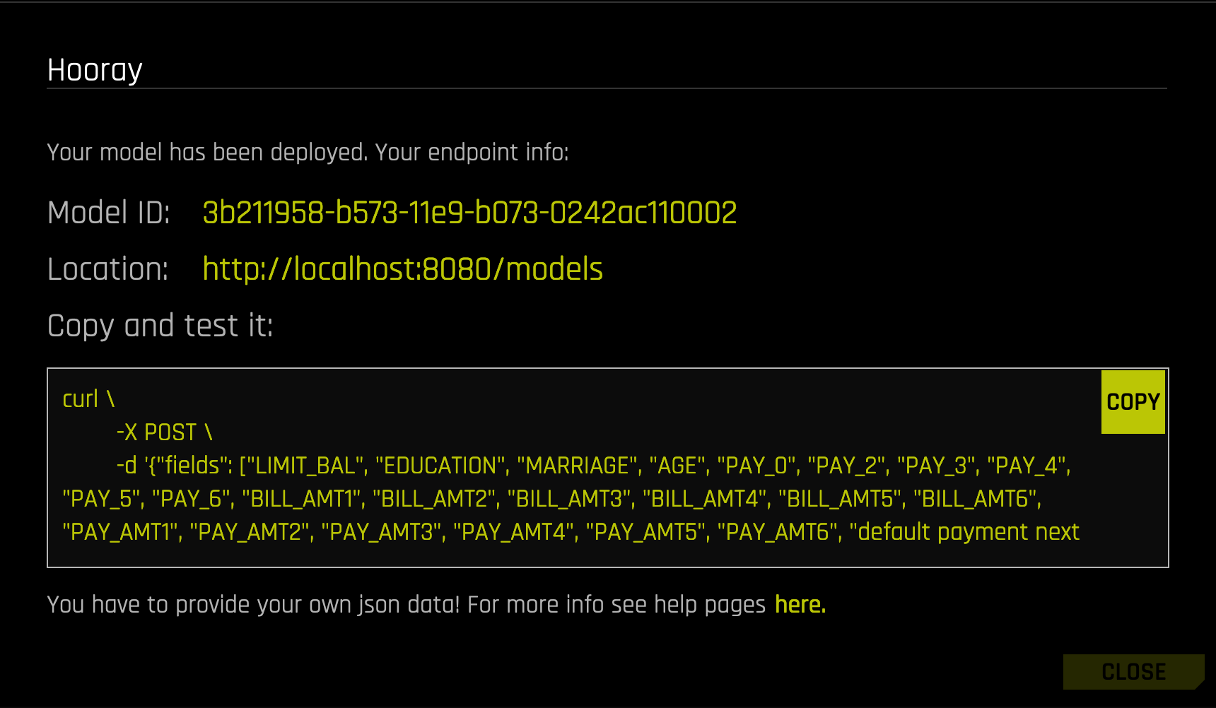 REST Deployment Endpoint Info