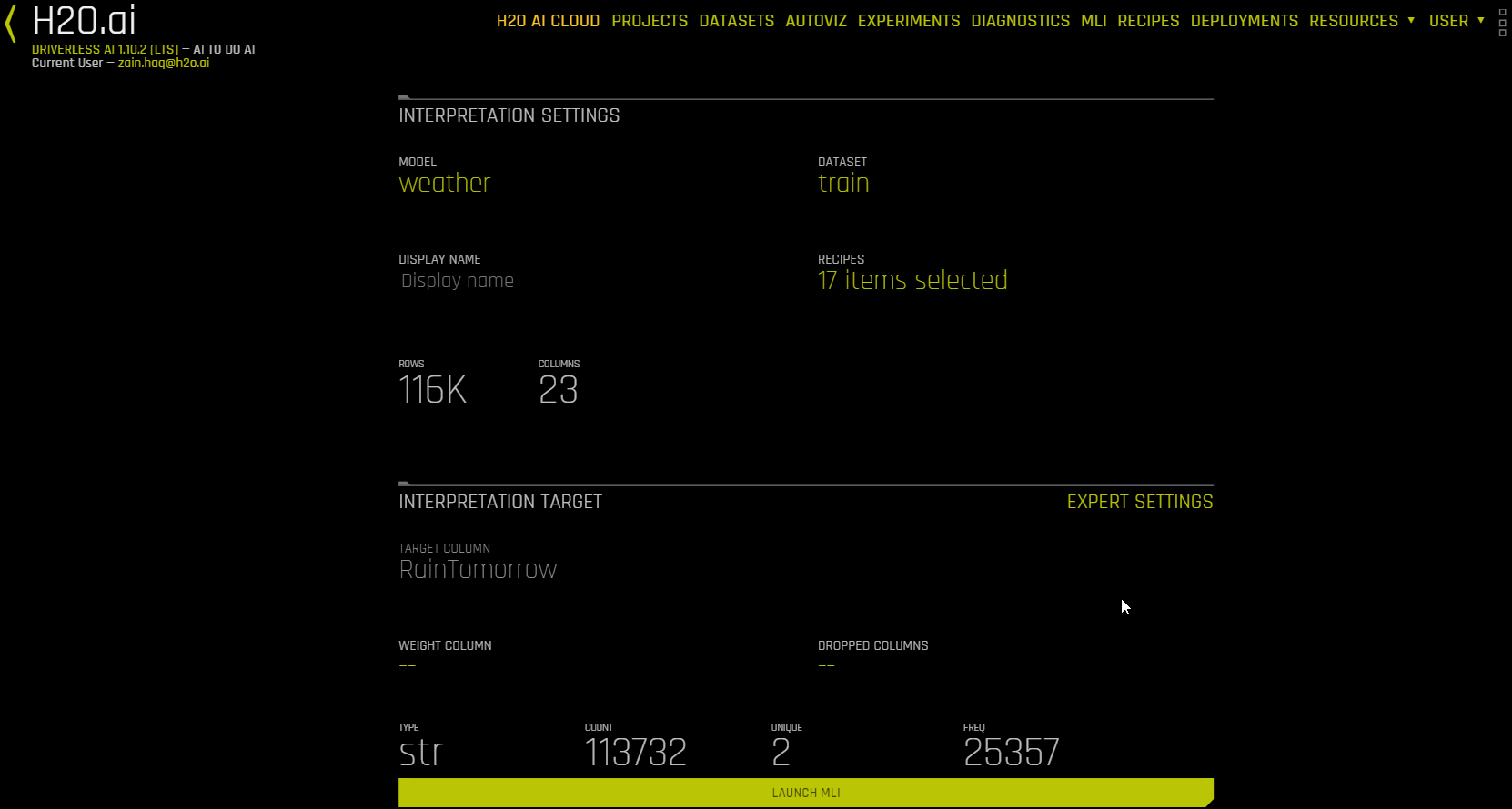 Interpretation Expert Settings