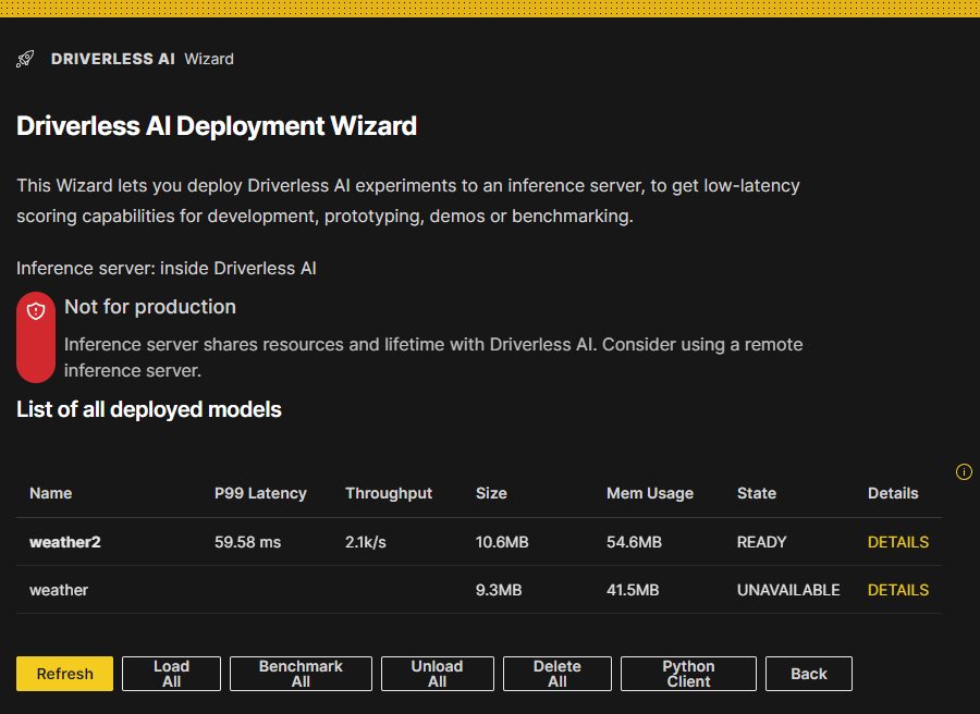 Driverless AI Deployment Wizard
