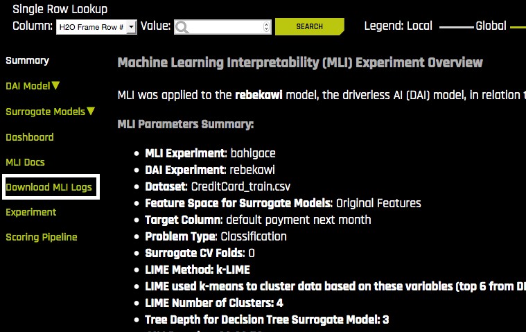 Download MLI Logs button