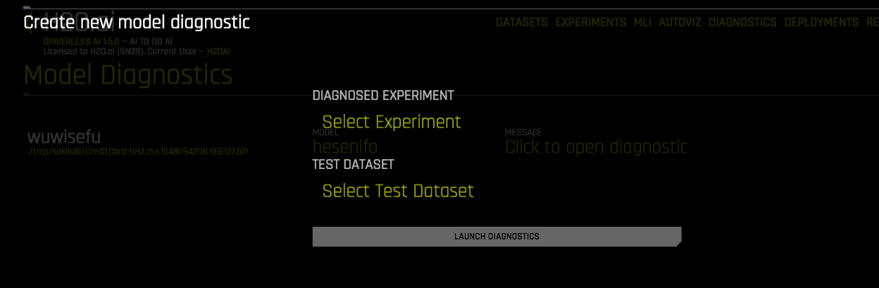 Model Diagnostics Setup