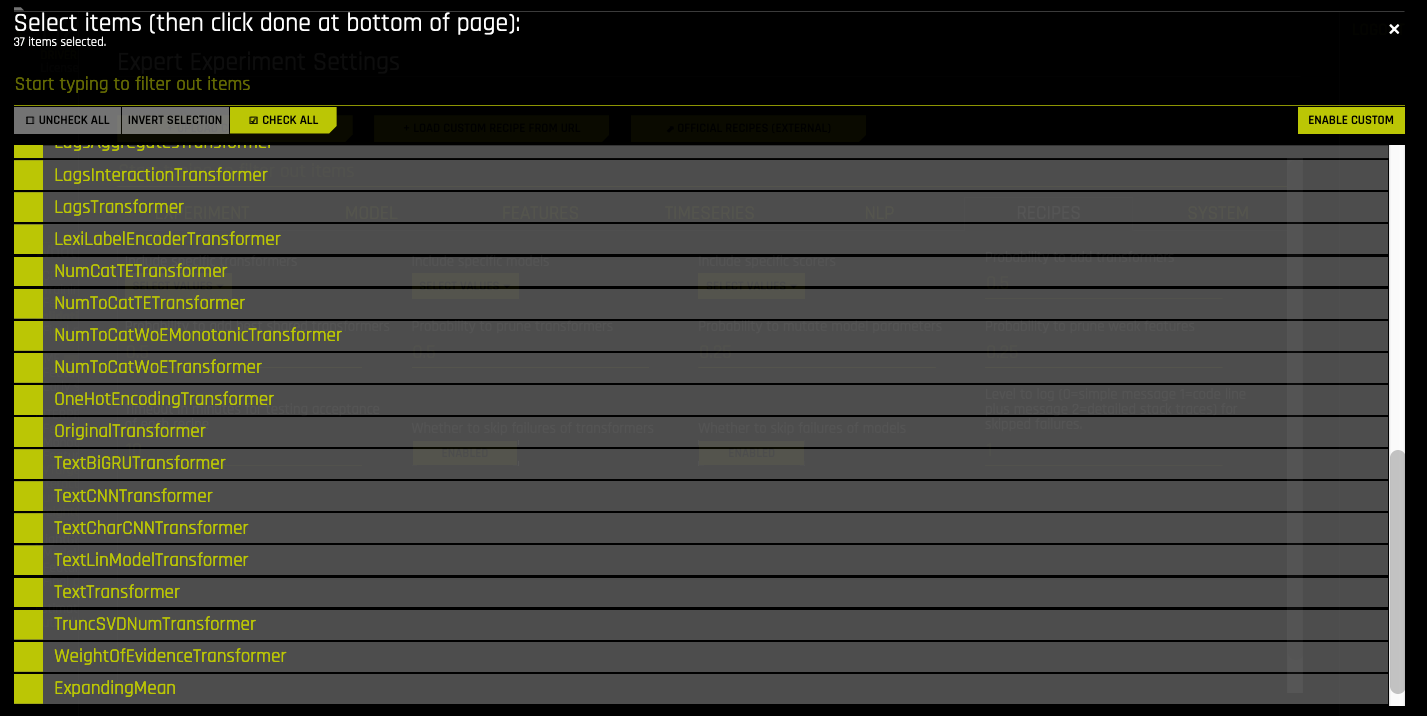 Available transfomers