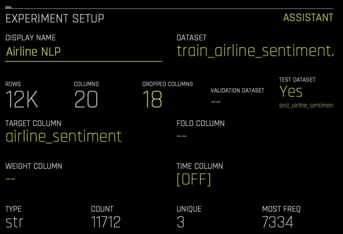 Example experiment settings