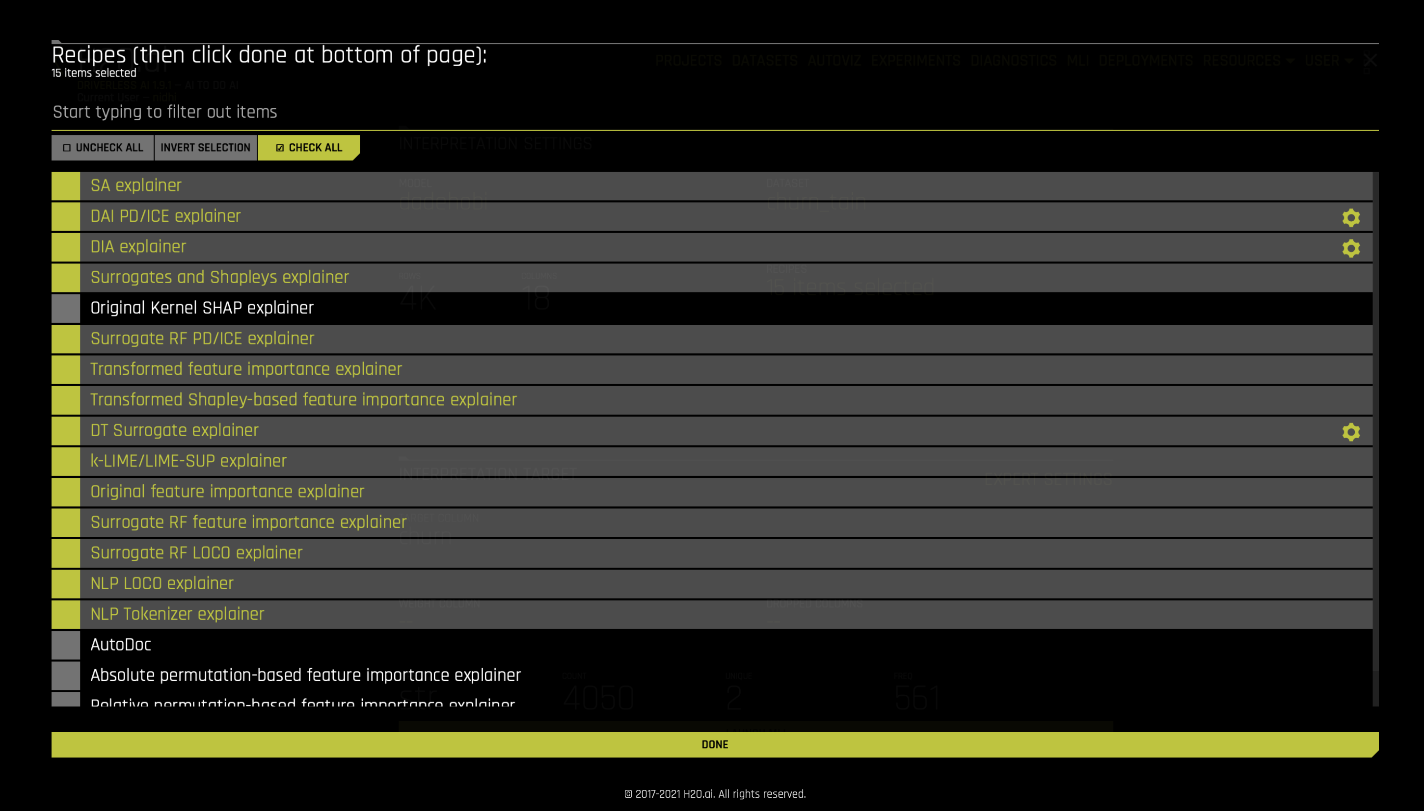 Interpretation recipes default