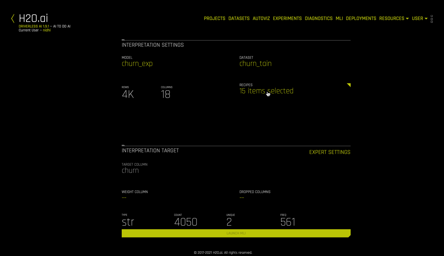 Recipe expert settings