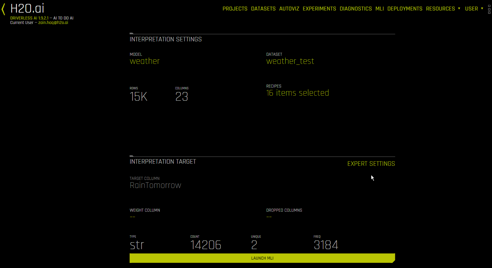 Interpretation Expert Settings
