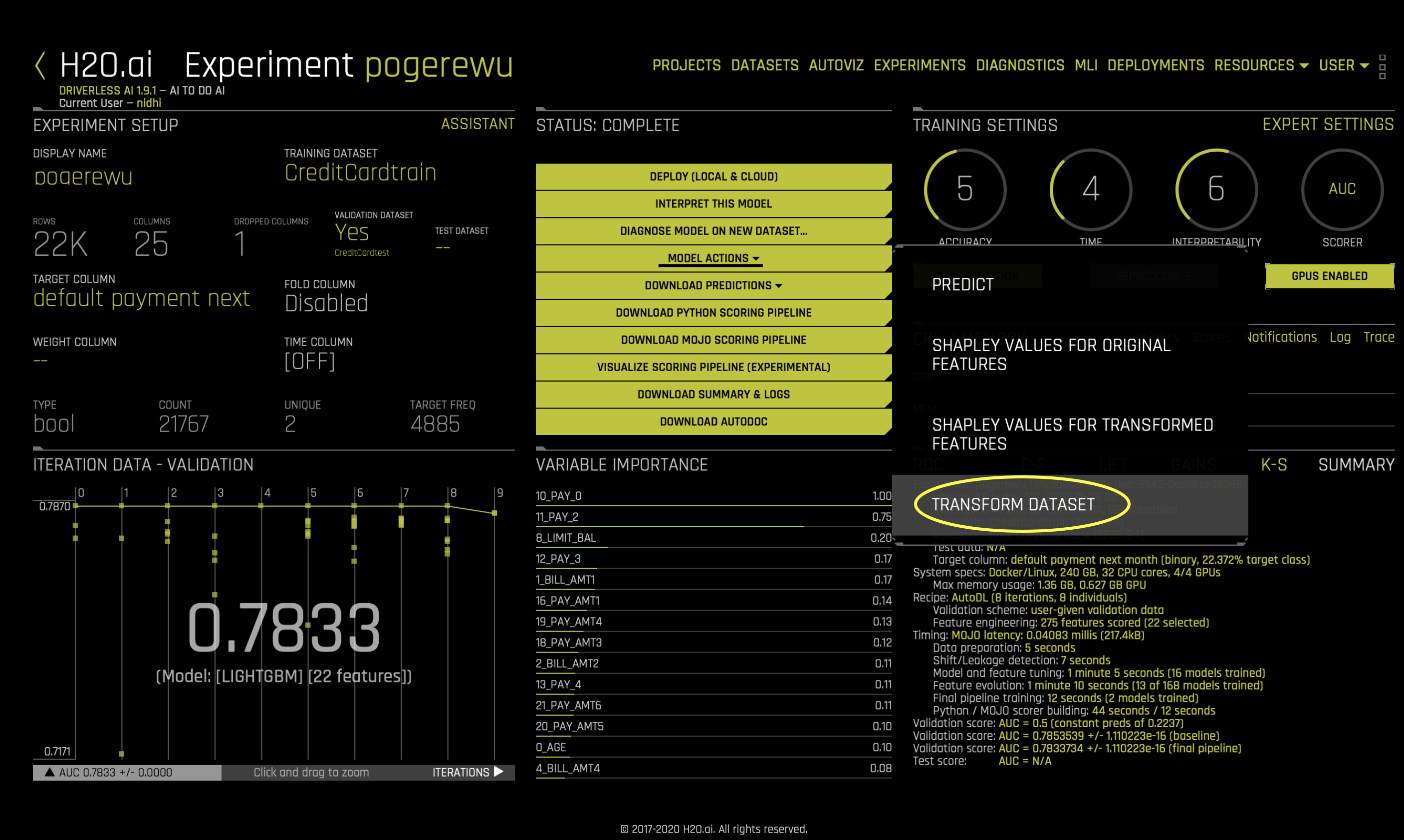 Transform another dataset