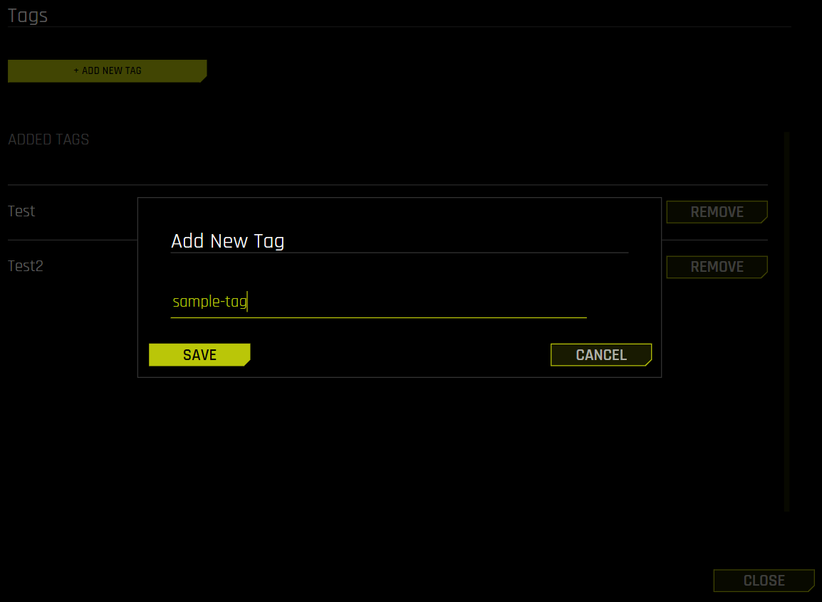 Enter a name for the new Experiment tag