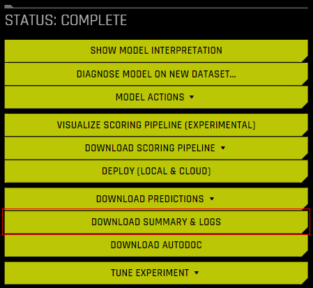 Download Summary & Logs button