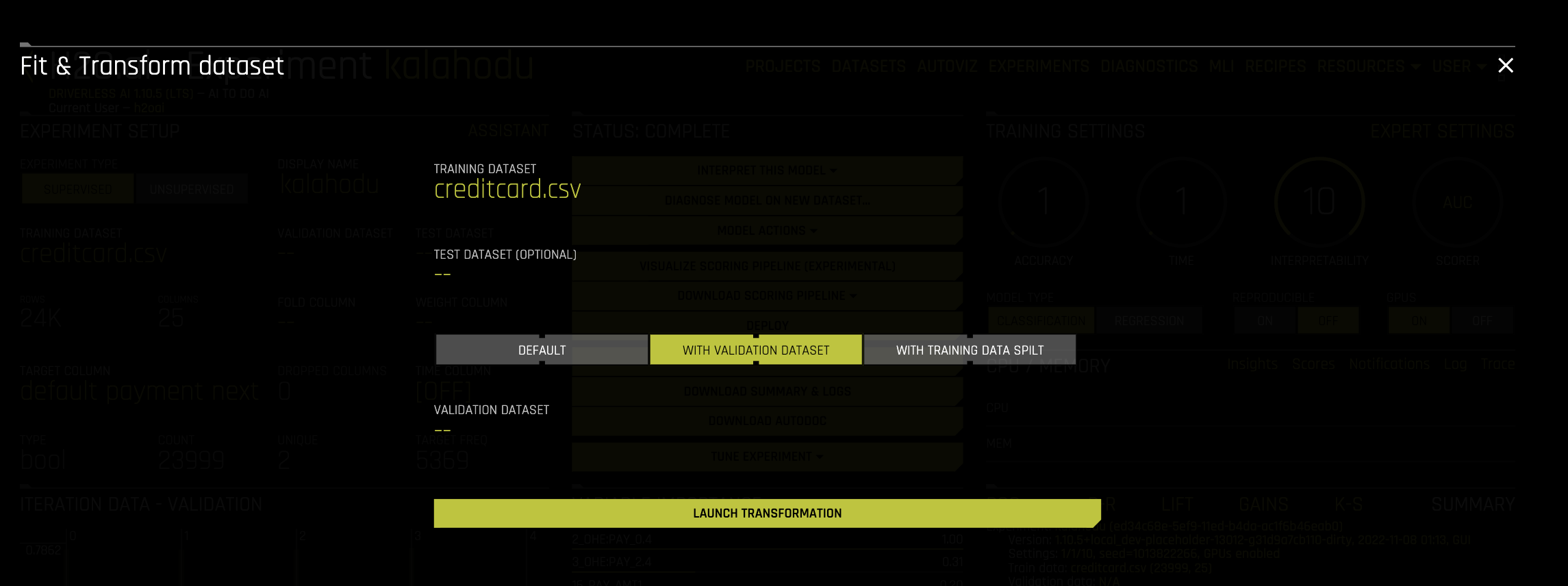 Fit and transform dataset