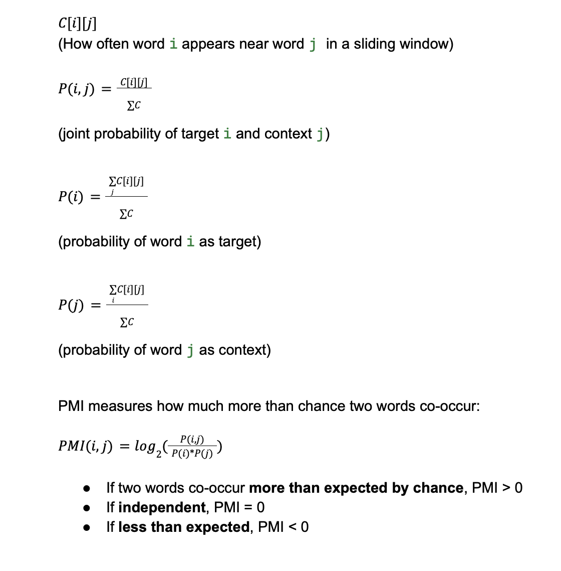 PPMI of Co-Occurrence matrix
