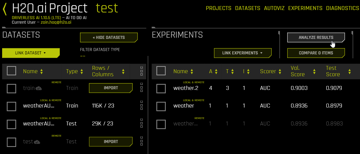 Analyze Results button