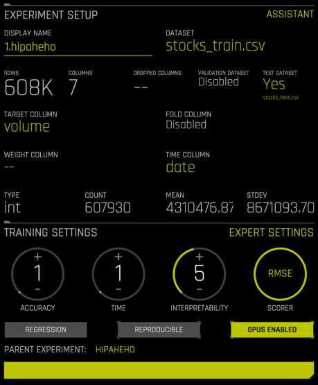 Scorer on experiment setup page
