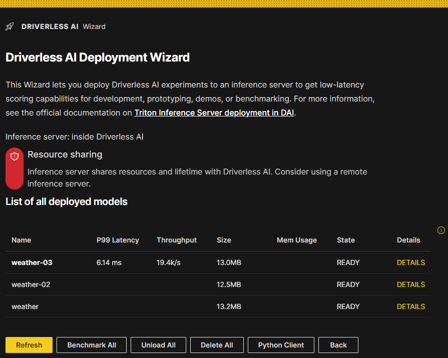 Driverless AI Deployment Wizard