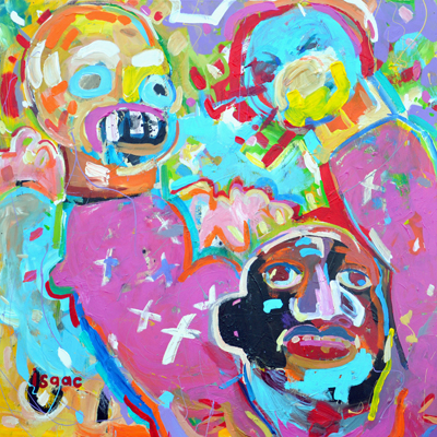 Urban Folk Art painting by Isaac AlaridPease 30" x 30"