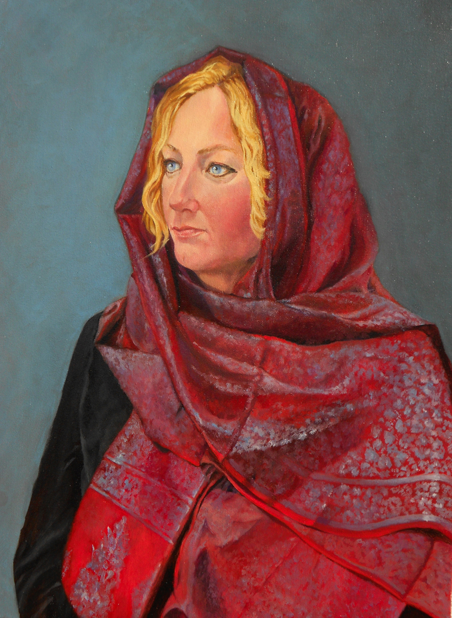 Woman With Scarf Portrait of Young Woman in silk scarf