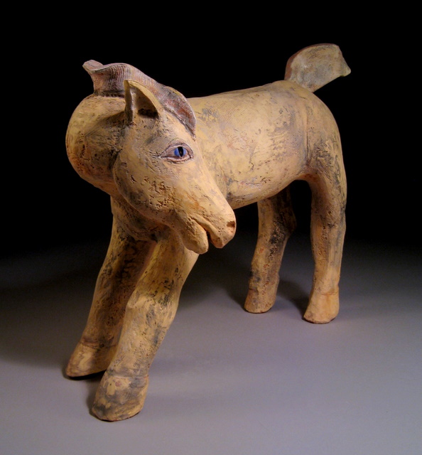 Ancient memories, energy. Figurative Horse hand built from clay with rich textured surface.