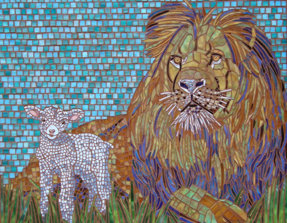 Stained glass mosaic panel