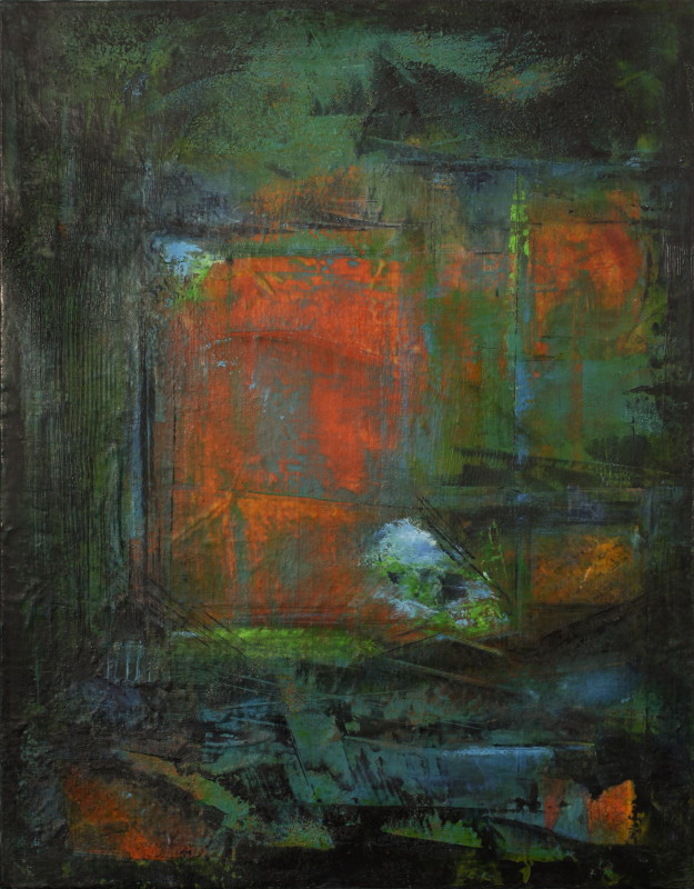 oil and cold wax on wood panel