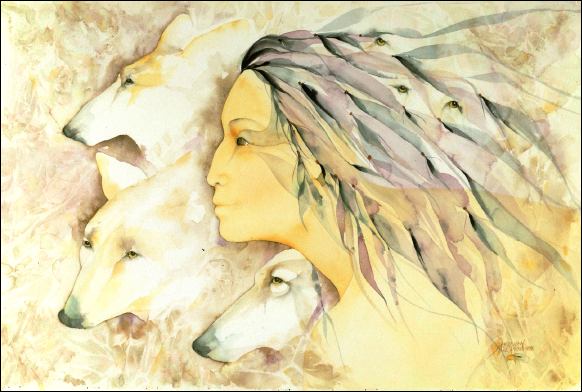 Woman running with wolves