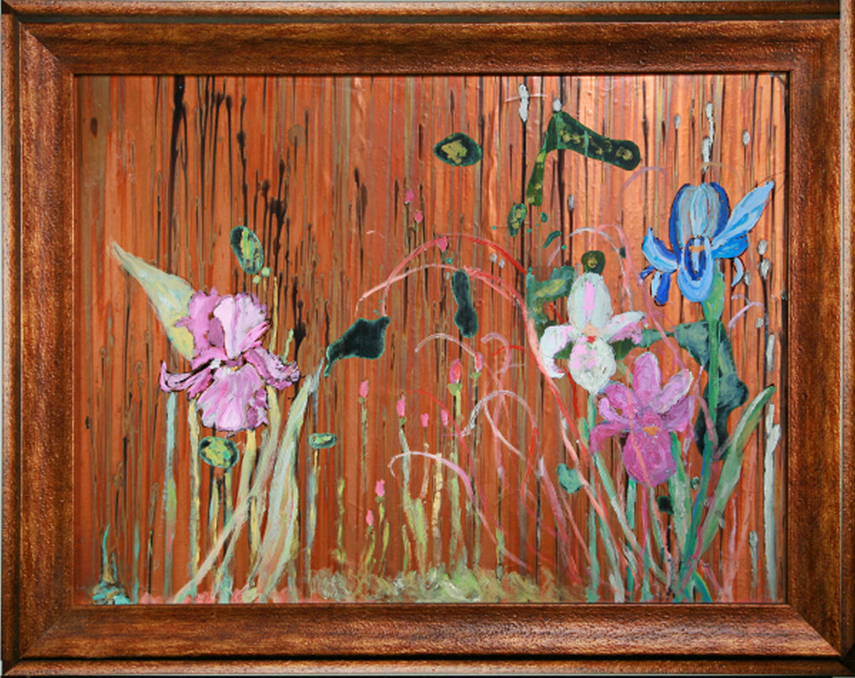 Copper background, mixed media