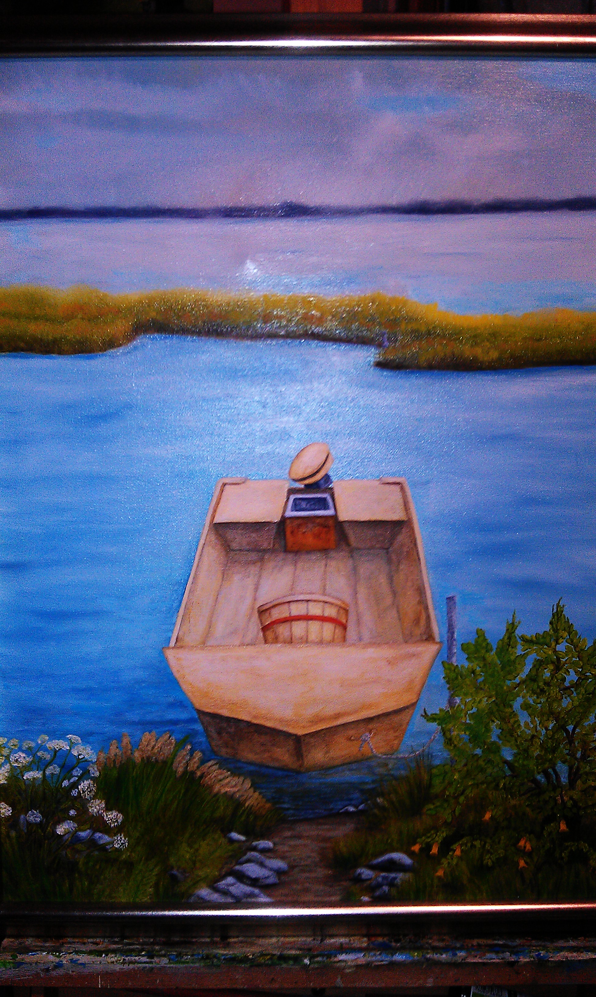 Teri created this piece after the big oil spill, Oils on canvas