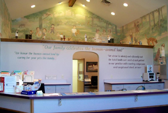 Look at our beautiful mural above the reception area.