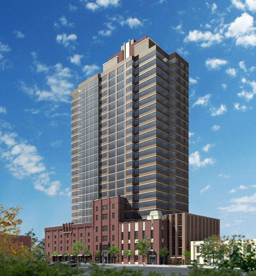 Boraie and Shaquille O'Neal annouce Newark's first market rate building in more than 50 years.
