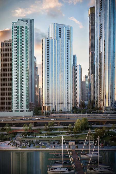 Cascade and Cirrus will eventually be joined by a third, unnamed residential skyscraper which will rise 290 meters above Lake Shore Drive.