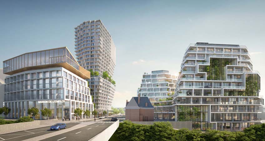 A rendering of the future 32,000-square-meter Féval Tower.