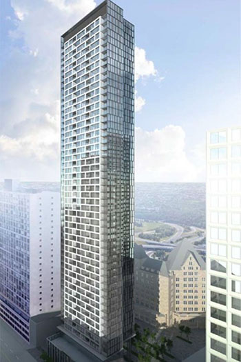 The proposed tower's footprint is about 25 to 30 percent smaller than standard designs.