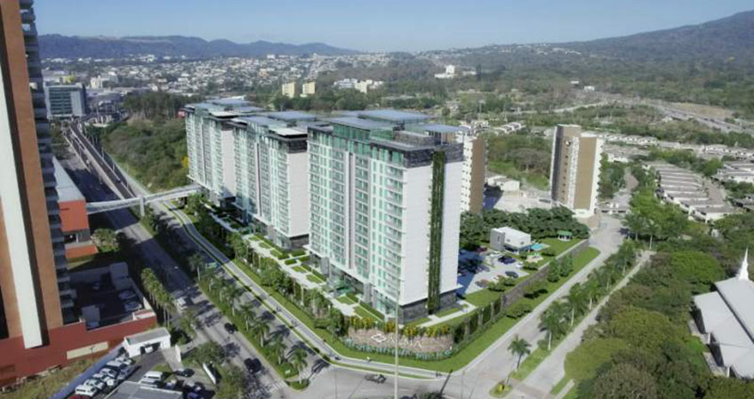 Southwest of San Salvador, the complex will have three towers with 305 apartments.