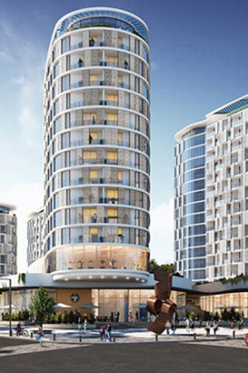 The first two towers, Newton and Kepler, will be 10 and 11 stories high; the Cassini and Galileo towers will comprise the second and third development phases.