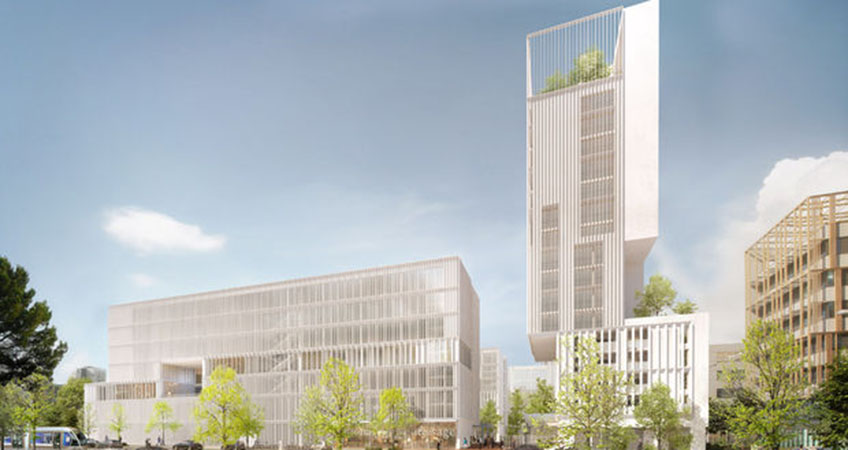 Organized around gardens installed in successive terraces, the real estate complex will offer several functions.