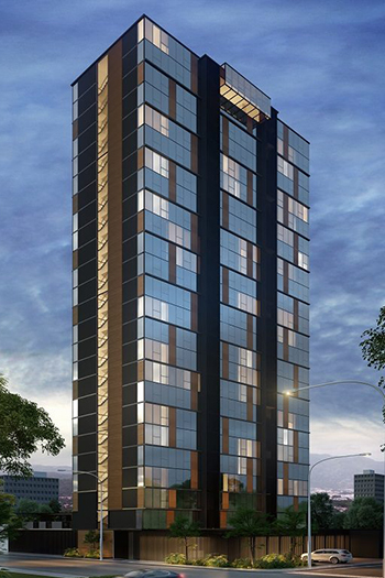 The apartment tower will be one of the tallest in the area, with 25 stories containing a total of 140 apartments.