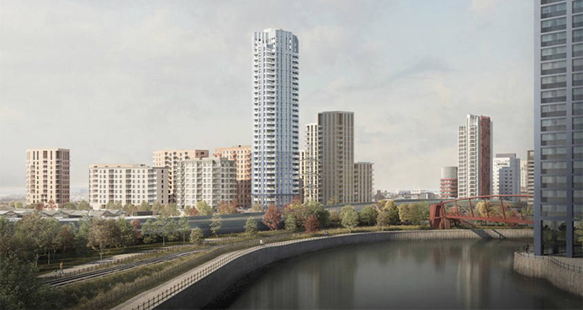 402 affordable homes will be delivered as part of the development, along with a new two-acre (0.8-hectare) park.