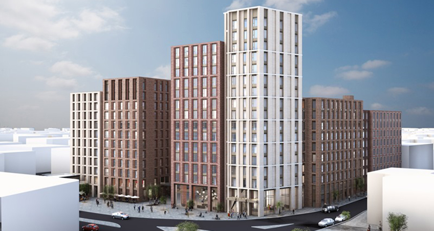 The Sheffield development includes four tower blocks ranging in height from six to 17 stories.