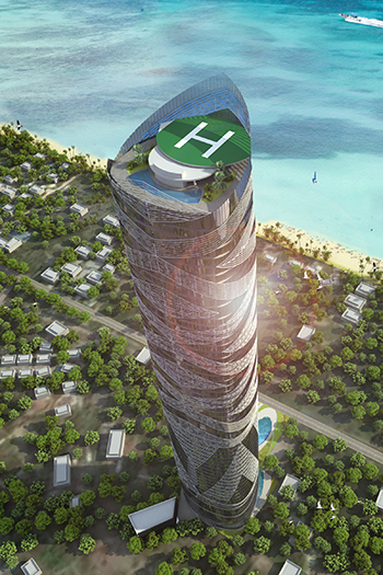 The 61-story structure will rise to a height of 380 meters.