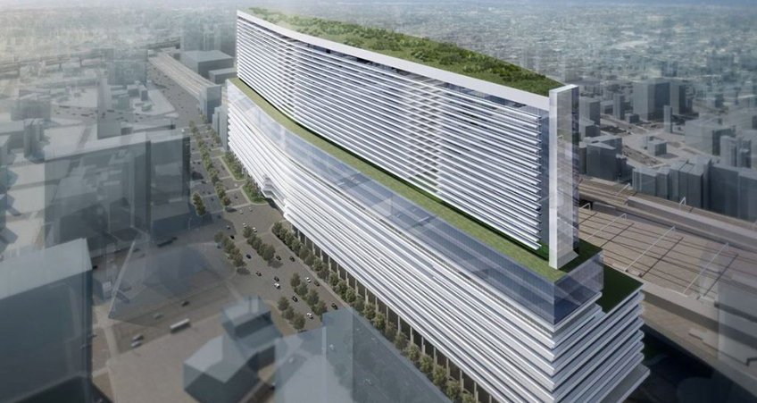 The 28,000-square-meter site is located near Nagoya Station, a busy rail hub.