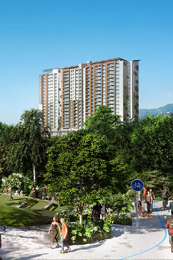 The project consists of 16,000 square meters of space and will house 154 one-, two-, and three-bedroom apartments.