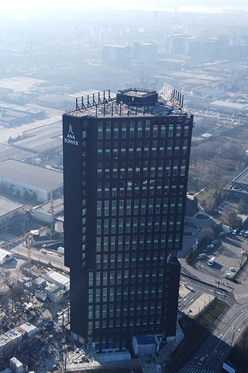 The 24-story office building has a 43,700 square meters of leasable space.