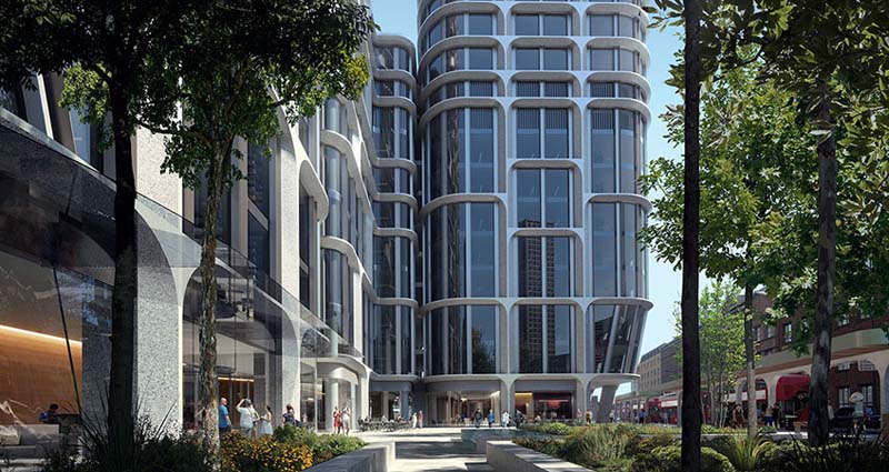 The project will include public amenities such as a hotel and ground-floor retail space.
