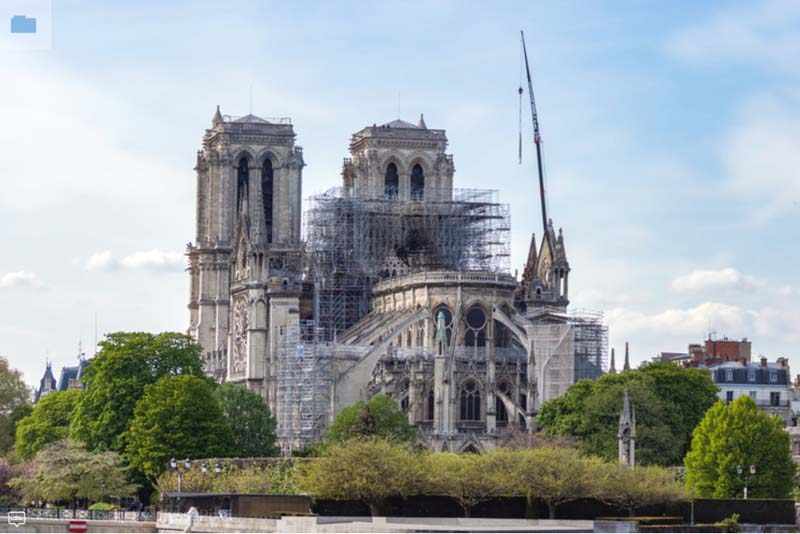 A year on from the fire that severely damaged the Notre Dame Cathedral, restoration works, which include the reconstruction of the historic spire, have been paused due to the pandemic.