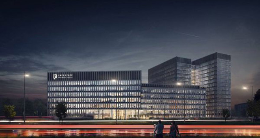 The complex will eventually have a total of over 46,000 square meters of office space, and includes both a seven-story building and a 14-story building, due for completion at the end of 2020.